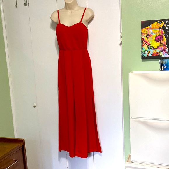 Nasty Gal Jumper Wide Leg Sweetheart Neckline Red Women's Large - Picture 5 of 14
